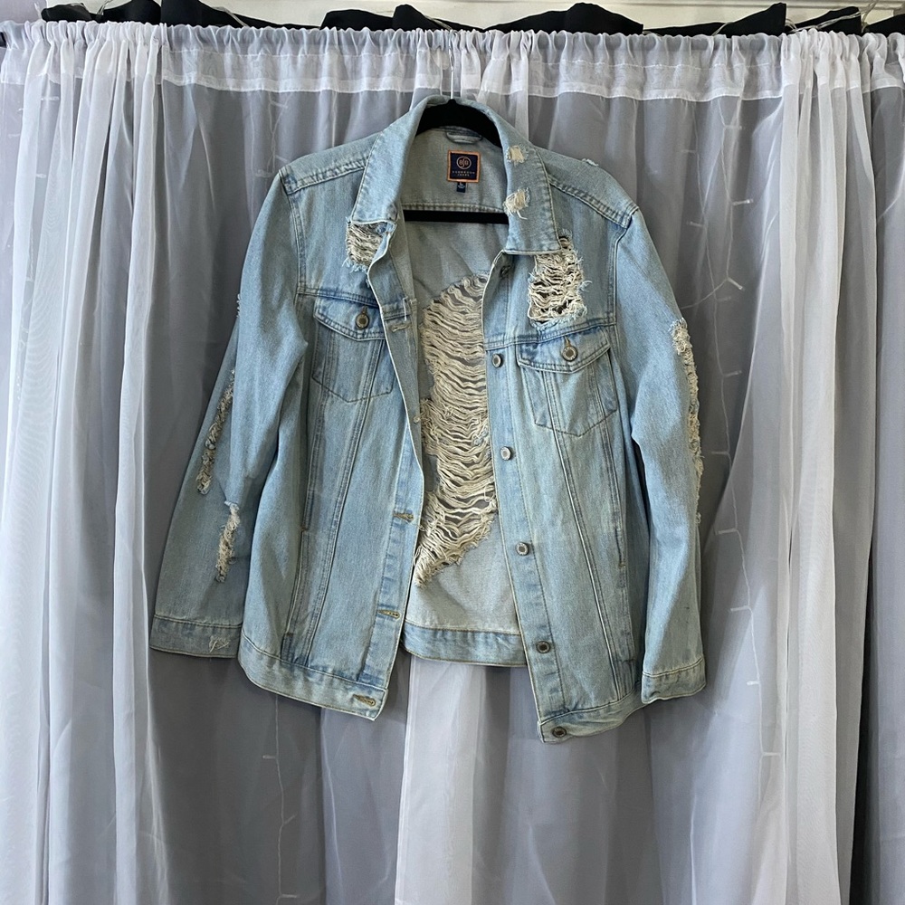 Distressed denim jacket